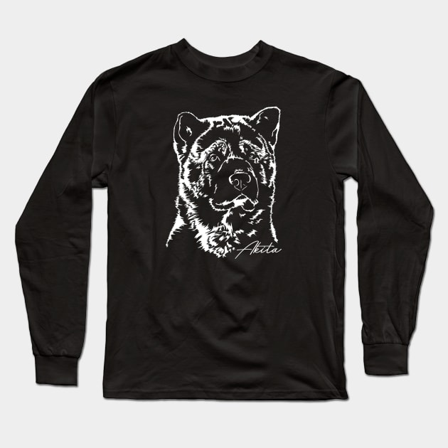 Akita dog lover portrait Long Sleeve T-Shirt by wilsigns